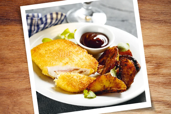 Ein Cordon bleu auf einem Teller.